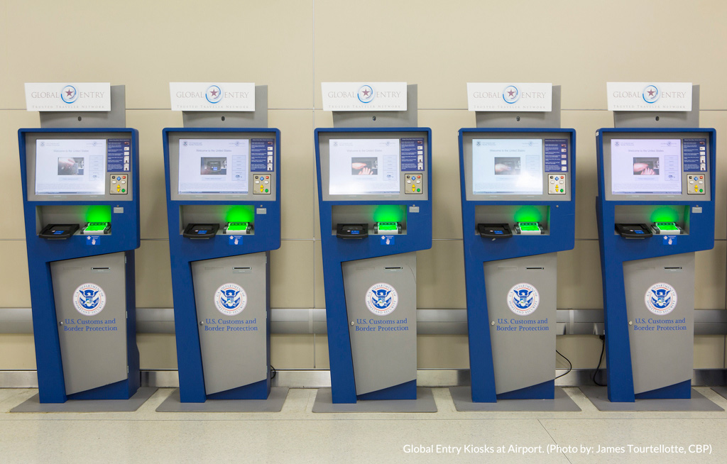 Global Entry Kiosks at Airport. (Photo by: James Tourtellotte, CBP)